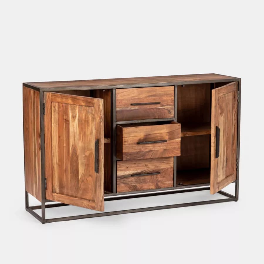Madia 150x40 cm in legno di acacia e metallo - Freia Acacia