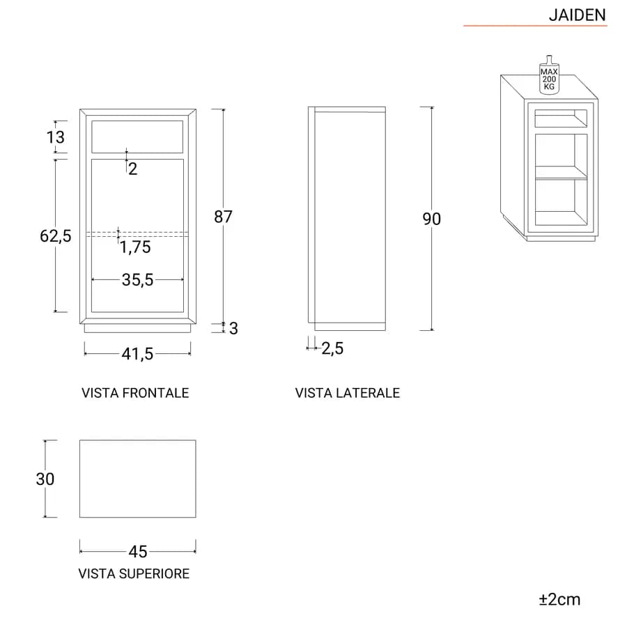 Mobile contenitore 45 x 90 cm mango naturale - Jaiden
