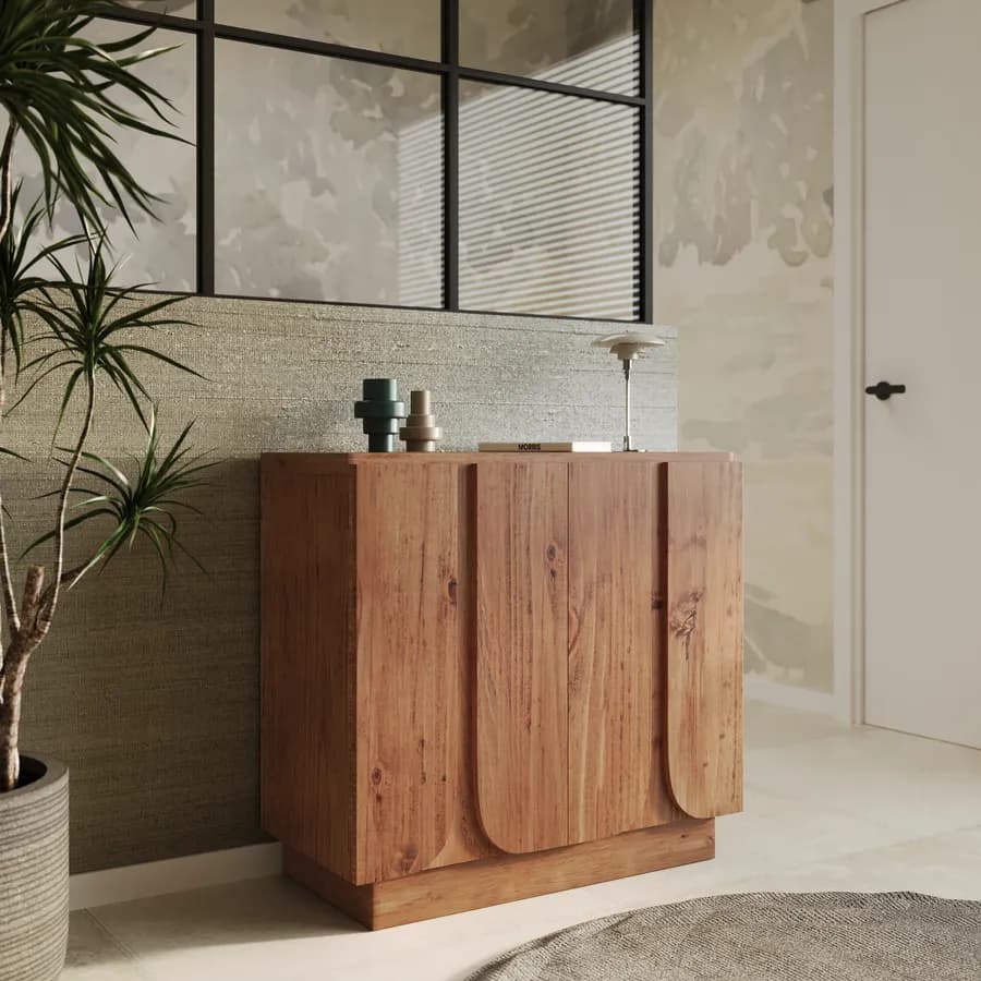 Mobile contenitore 85x80h cm in legno di acacia naturale con 2 ante - Artemide