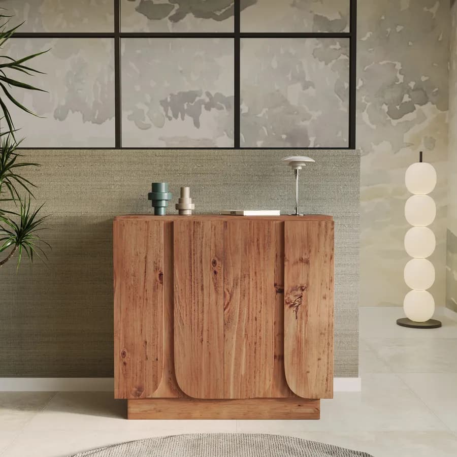 Mobile contenitore 85x80h cm in legno di acacia naturale con 2 ante - Artemide