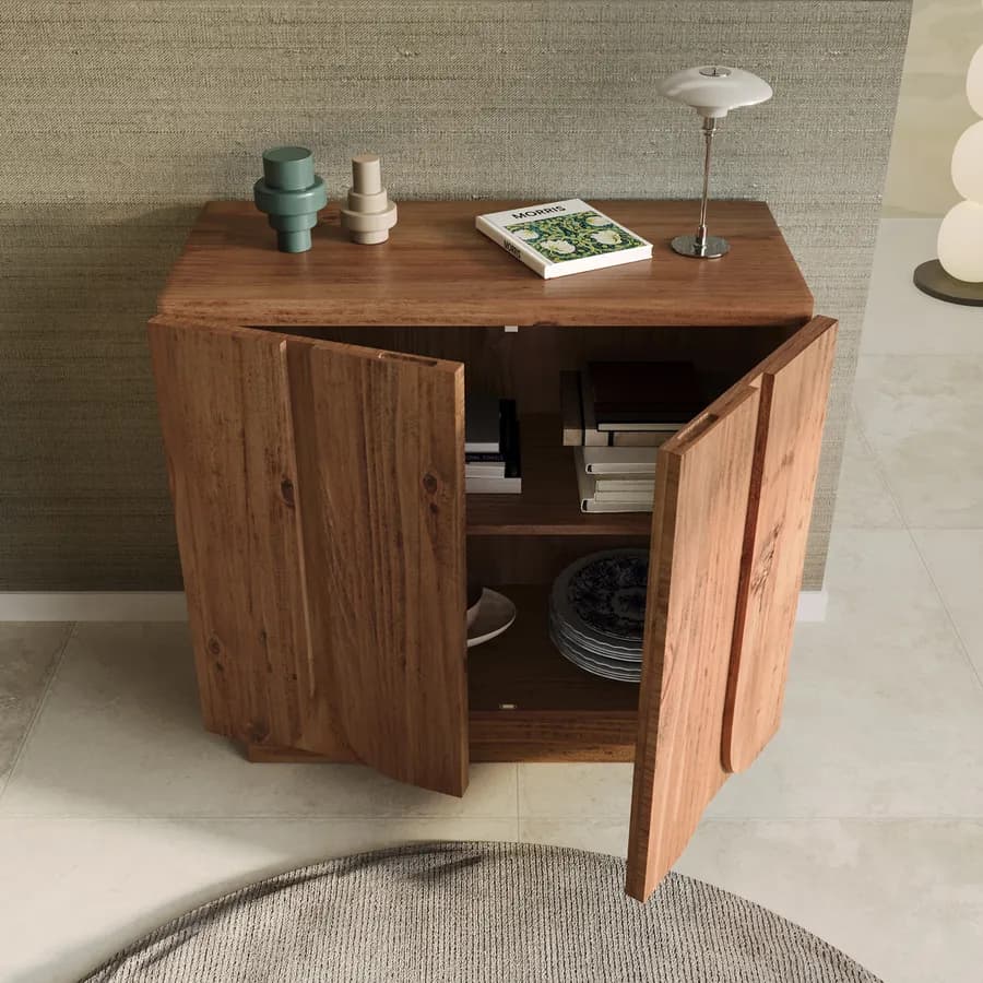 Mobile contenitore 85x80h cm in legno di acacia naturale con 2 ante - Artemide