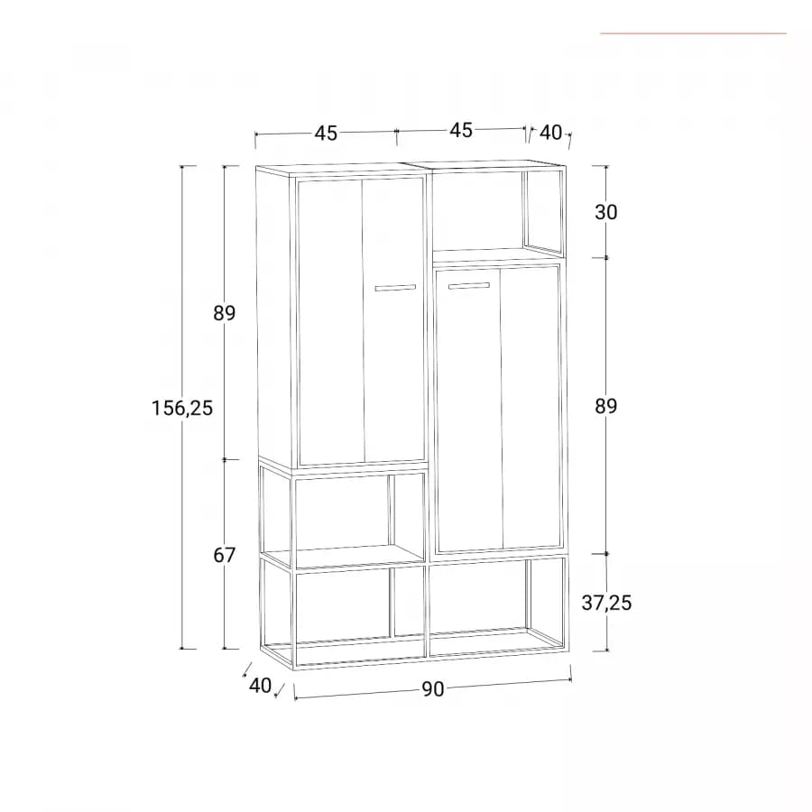 Mobile contenitore 90x155h cm con 2 ante in legno di acacia - Freia Acacia