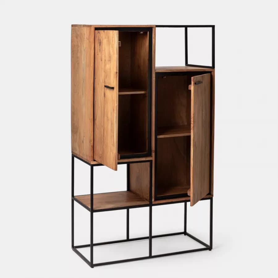 Mobile contenitore 90x155h cm con 2 ante in legno di acacia - Freia Acacia