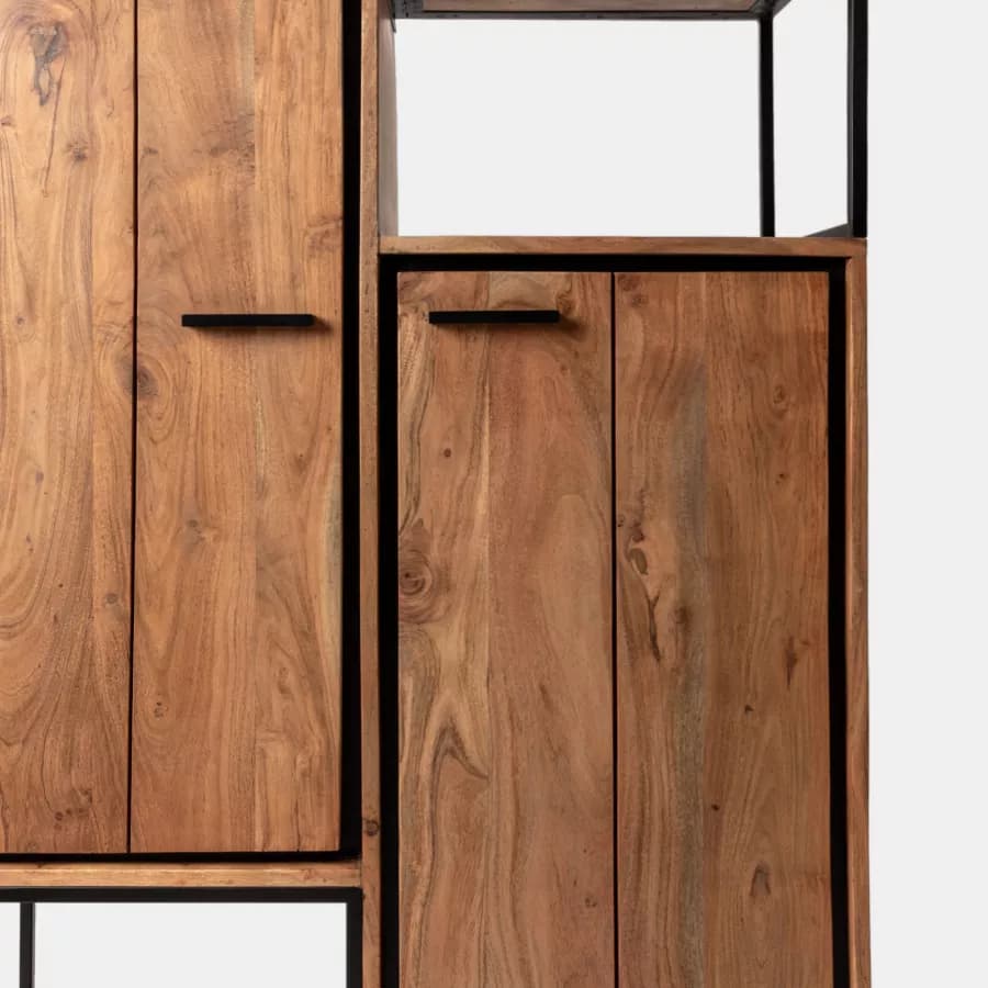 Mobile contenitore 90x155h cm con 2 ante in legno di acacia - Freia Acacia