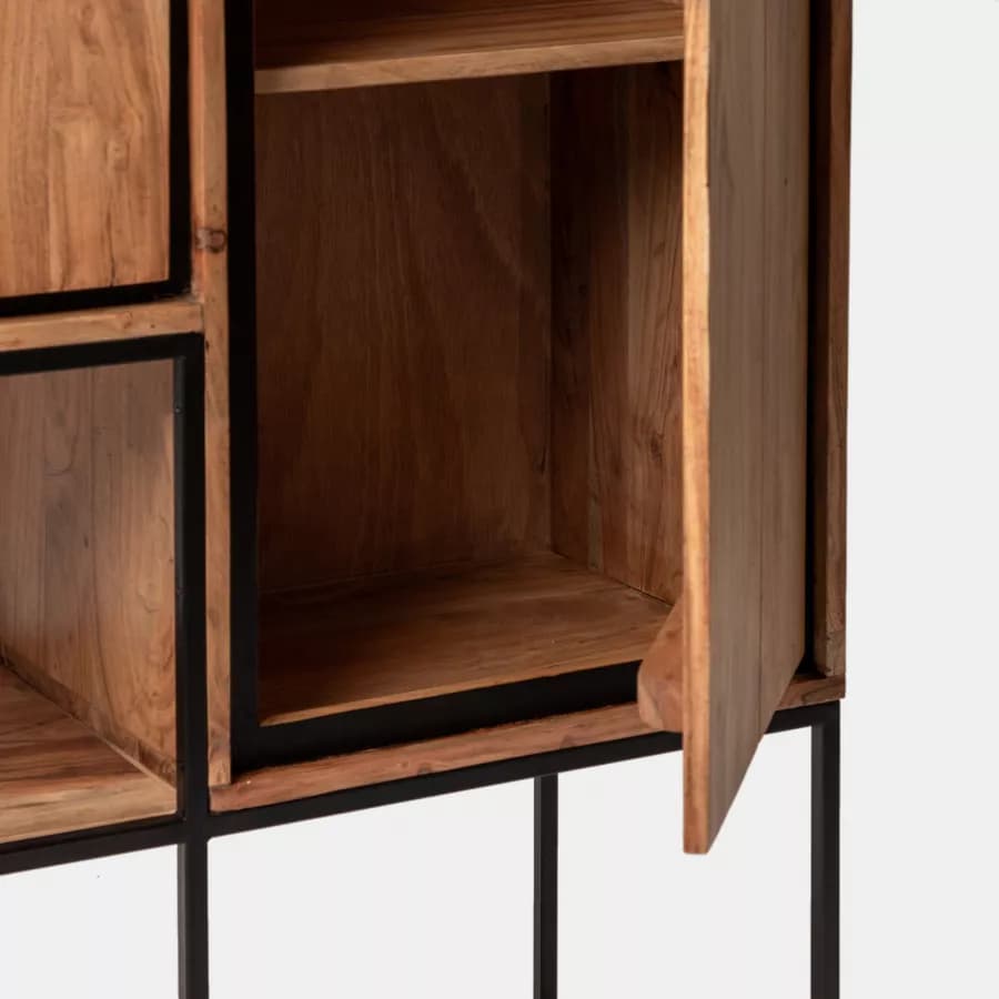 Mobile contenitore 90x155h cm con 2 ante in legno di acacia - Freia Acacia