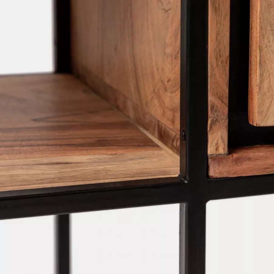Mobile contenitore 90x155h cm con 2 ante in legno di acacia - Freia Acacia