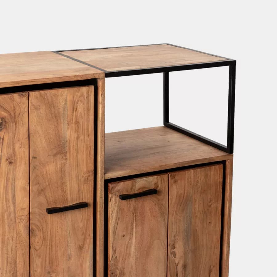 Mobile contenitore 90x155h cm con 2 ante in legno di acacia - Freia Acacia