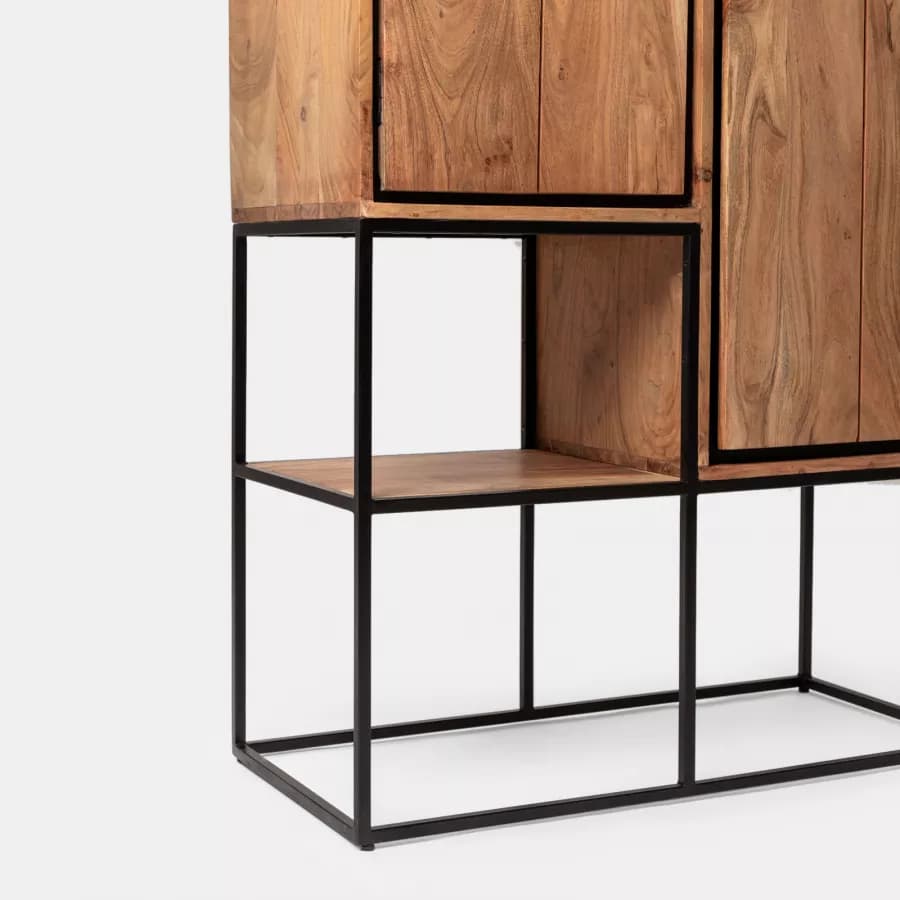 Mobile contenitore 90x155h cm con 2 ante in legno di acacia - Freia Acacia