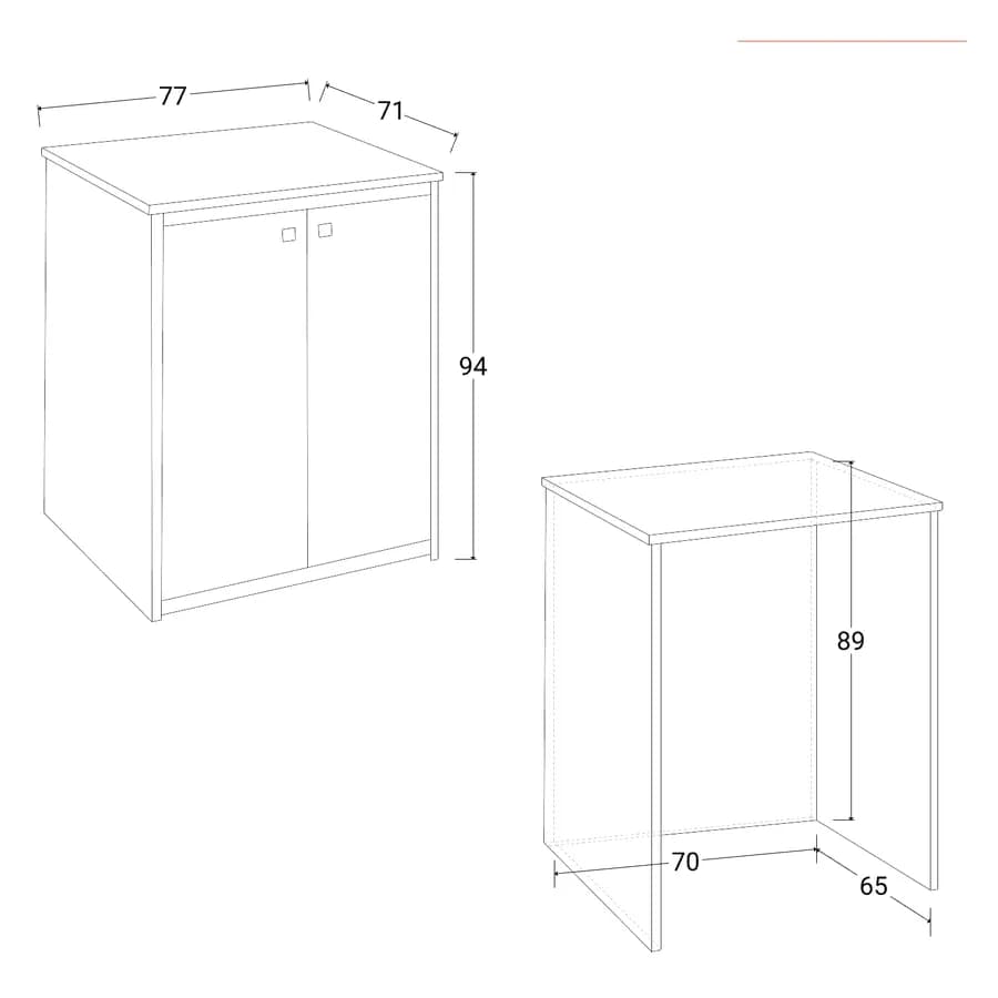 Mobile coprilavatrice 77 x 71 x 93,5 cm con ante - Vix