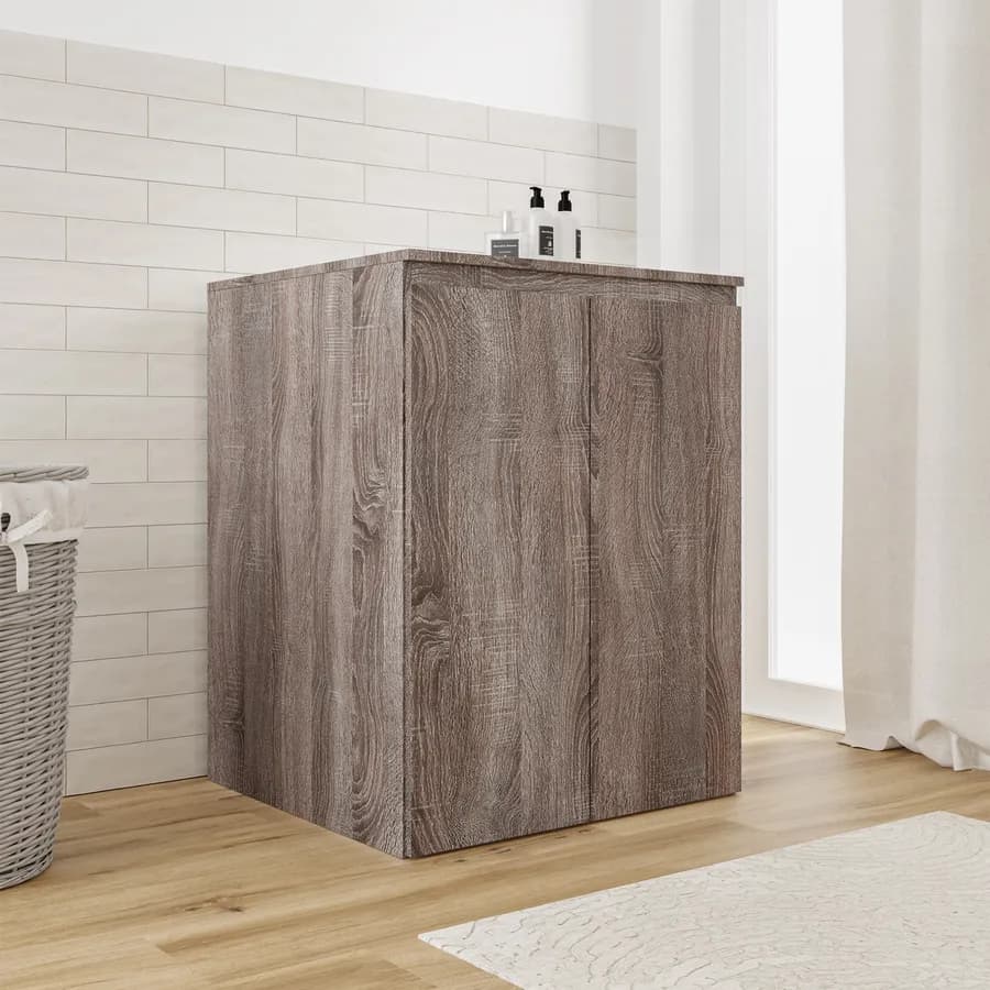 Mobile coprilavatrice 70x90 h cm in legno rovere trufa con ante - Lilia