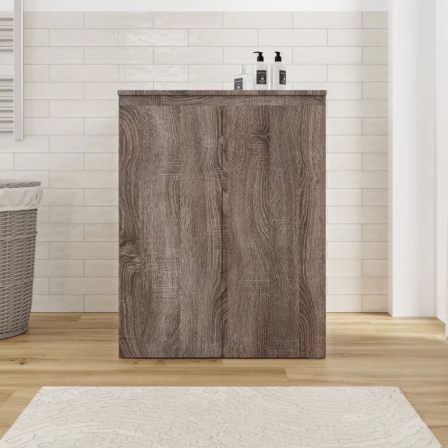 Mobile coprilavatrice 70x90 h cm in legno rovere trufa con ante - Lilia