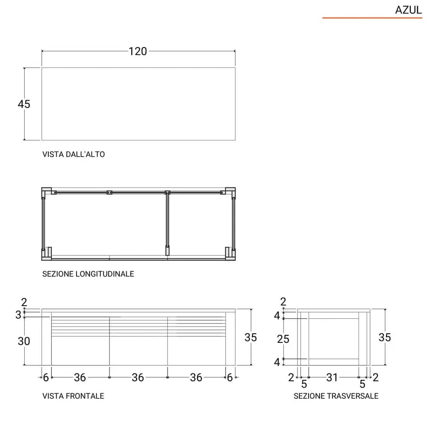 Mobile da bagno sospeso 120 cm in teak - Azul