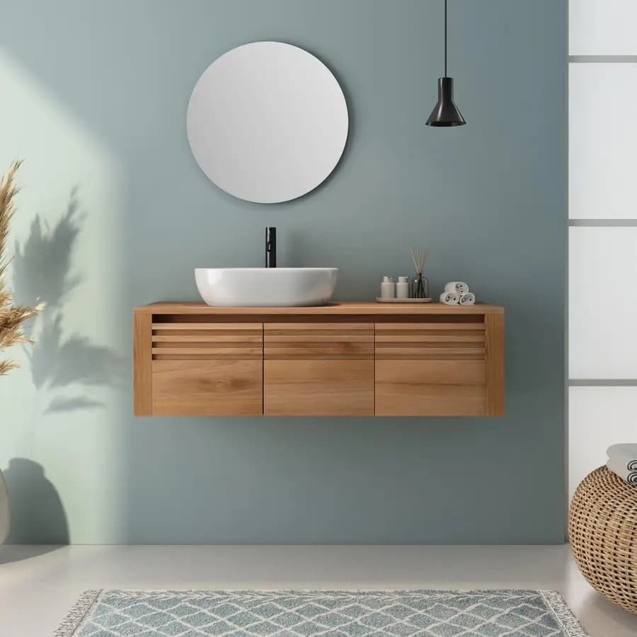 Mobile da bagno sospeso 120 cm in teak - Azul