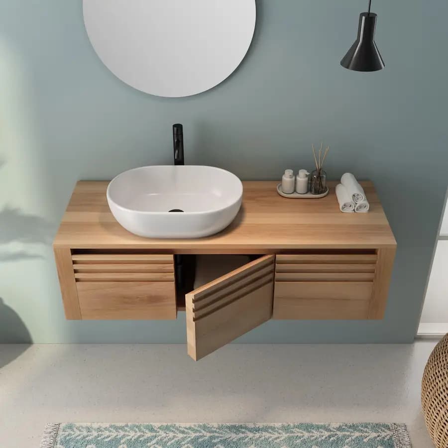 Mobile da bagno sospeso 120 cm in teak - Azul