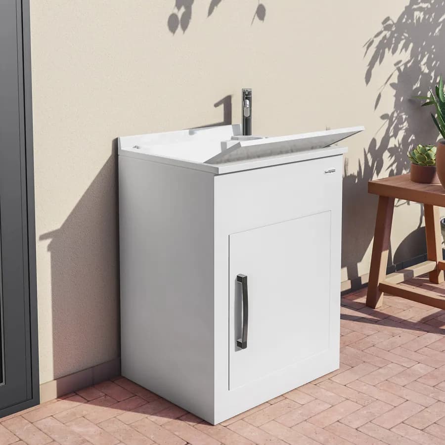 Mobile da esterno lavatoio Montegrappa Still 60x50x85h cm bianco vasca termoplastico