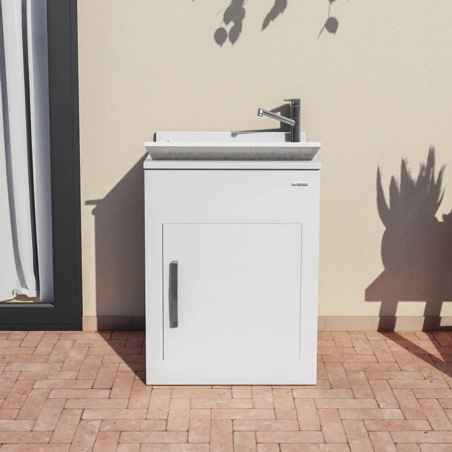 Mobile da esterno lavatoio Montegrappa Still 60x50x85h cm bianco vasca termoplastico