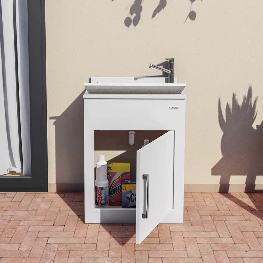 Mobile da esterno lavatoio Montegrappa Still 60x50x85h cm bianco vasca termoplastico