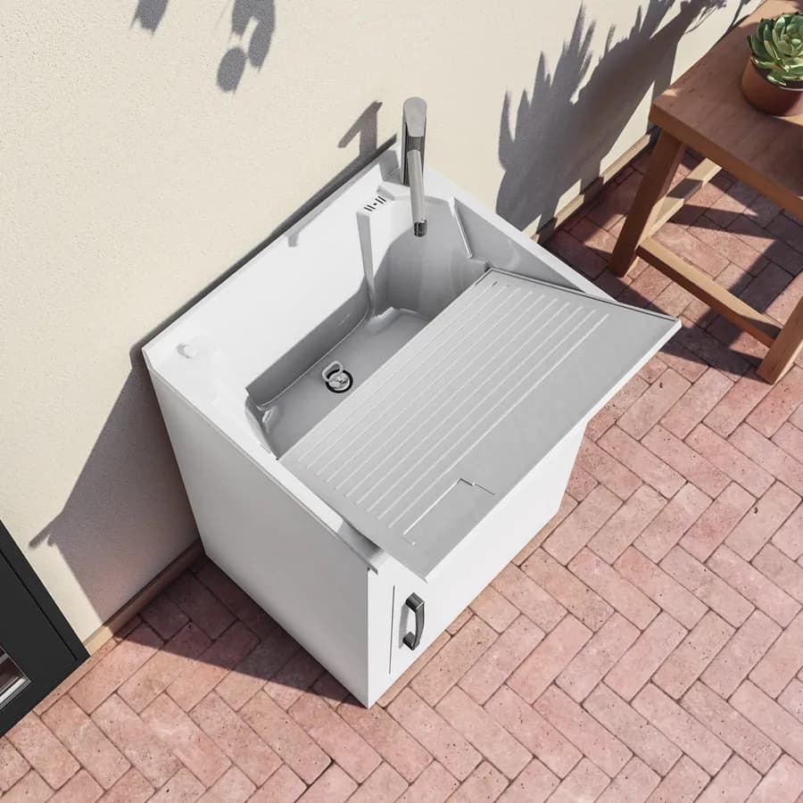 Mobile da esterno lavatoio Montegrappa Still 60x50x85h cm bianco vasca termoplastico