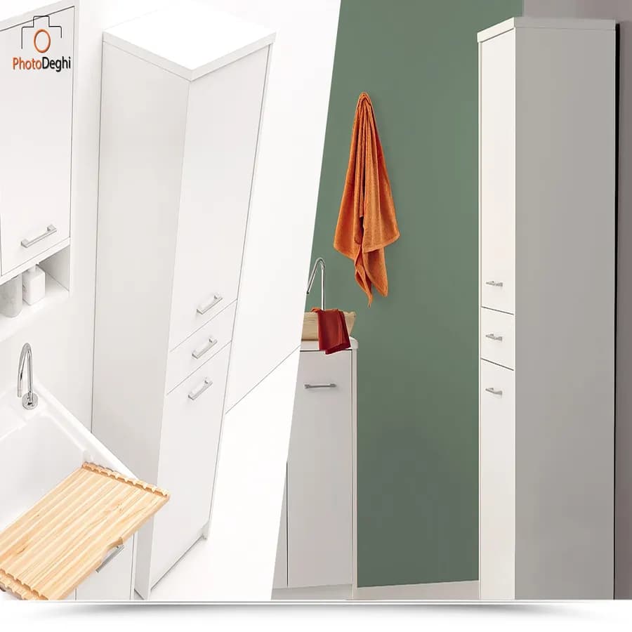 Mobile Domestica Colavene 45x38x170h cm con cassetto e ante a SX tela bianco