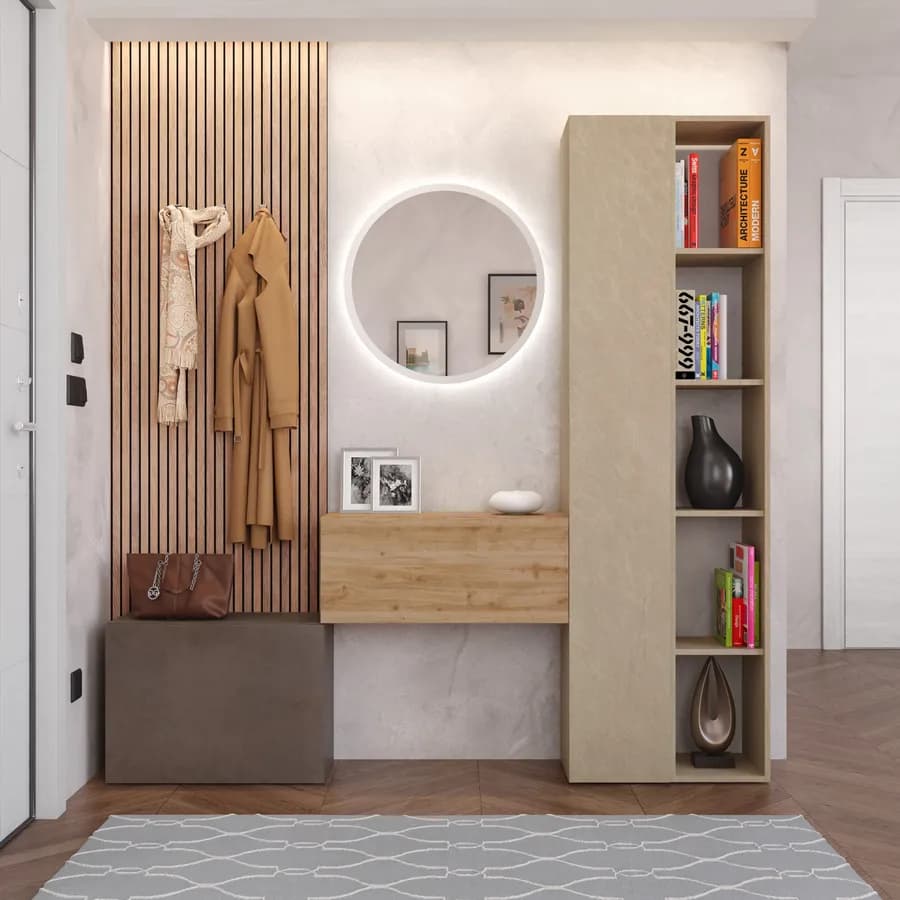 Mobile ingresso reversibile 125-180x185h cm argilla cadiz bronzo - Clary
