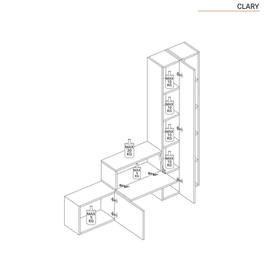 Mobile ingresso reversibile 125-180x185h cm bronzo - Clary