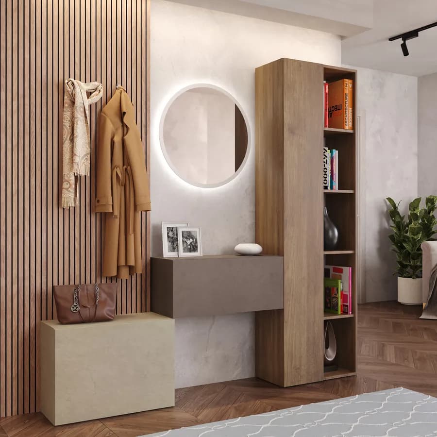 Mobile ingresso reversibile 125-180x185h cm mercure bronzo argilla - Clary