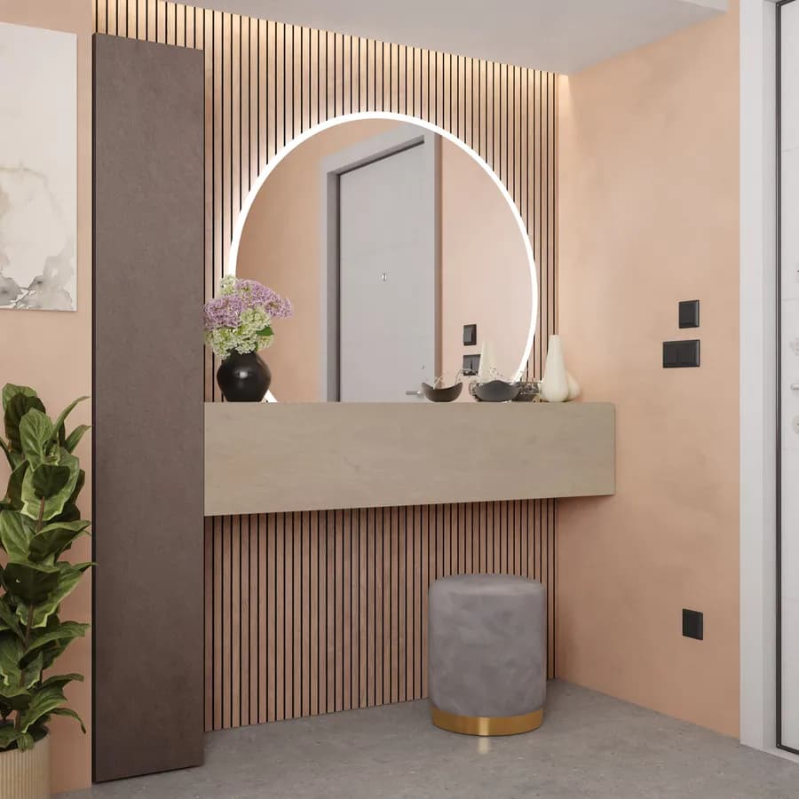 Mobile ingresso reversibile 166x185h cm colonna bronzo e pensile argilla - Clary