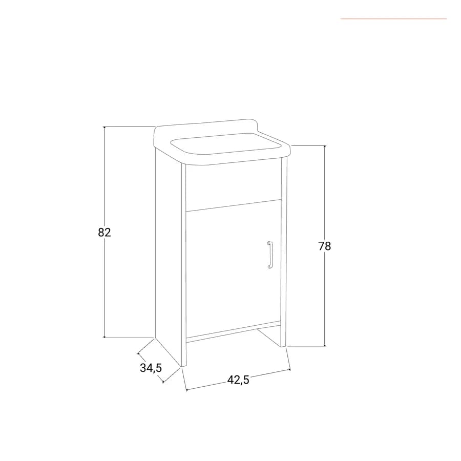 Mobile lavatoio 42x34 cm salvaspazio 1 anta con vasca bianco - Vix