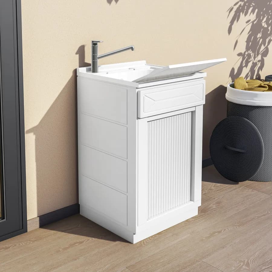 Mobile lavatoio 50x50 esterno o interno serrandina lavabo e asse lavapanni