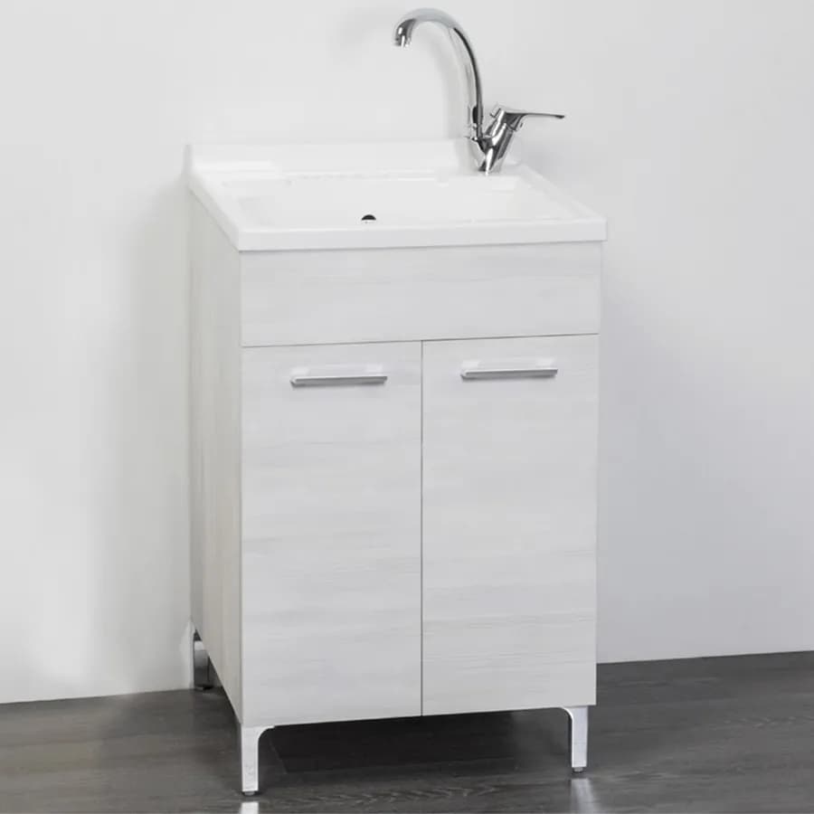 Mobile lavatoio 60x50 cm 2 ante e vasca finitura rovere alpino