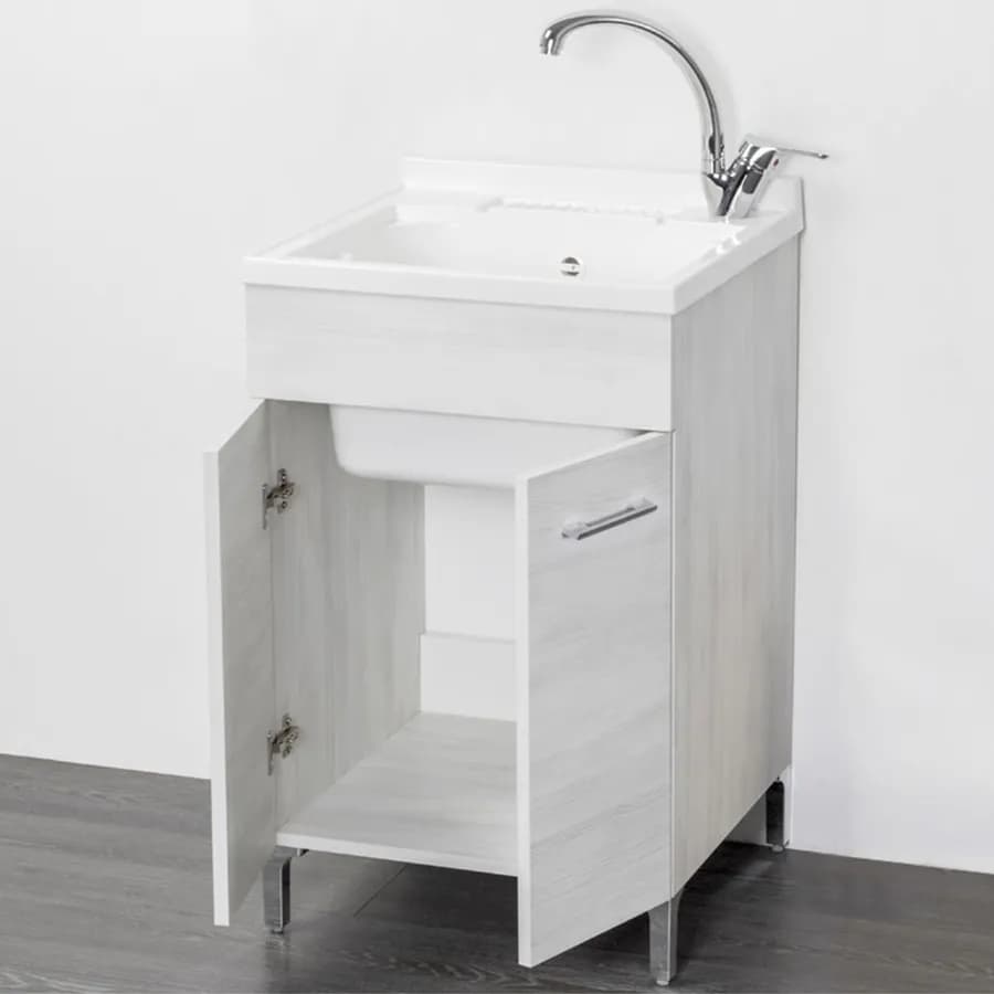 Mobile lavatoio 60x50 cm 2 ante e vasca finitura rovere alpino