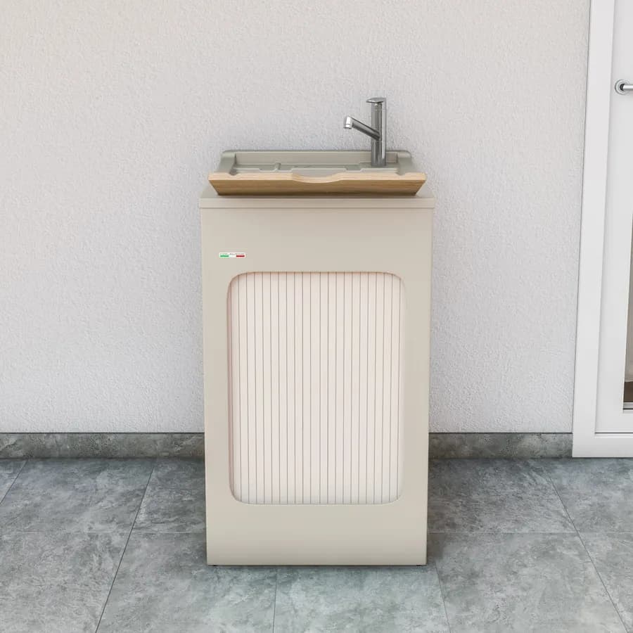 Mobile lavatoio crema Lavacril Colavene 50x50x87h cm con vasca e serranda