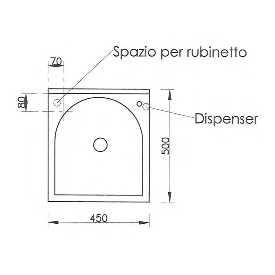 Mobile lavatoio con cerniere a sinistra e vasca in termoplastico linea Edilla Montegrappa 45x50x85h cm