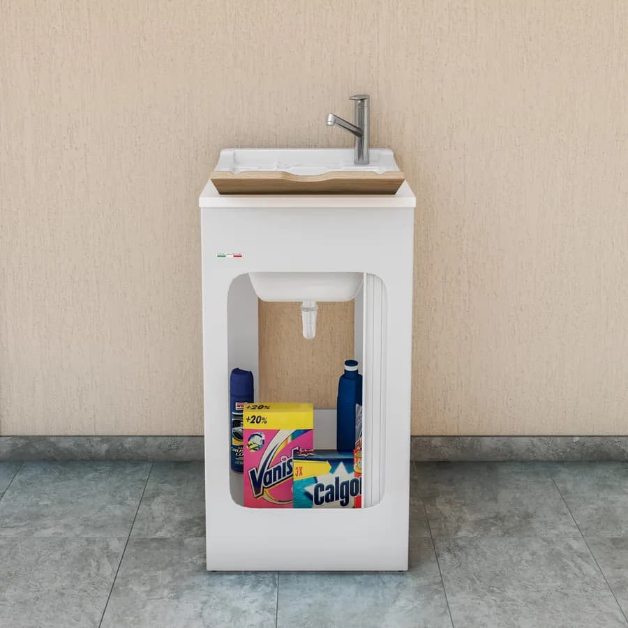 Mobile lavatoio Lavacril Colavene 45x50x87h cm con serranda laterale e vasca in ABS