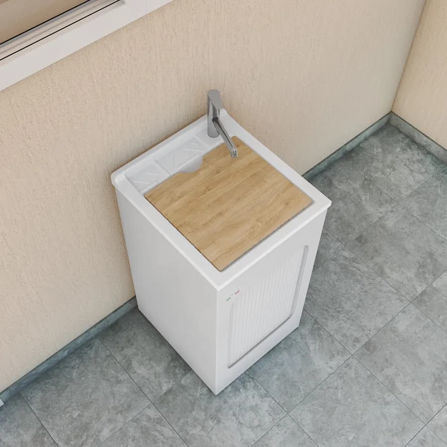 Mobile lavatoio Lavacril Colavene 45x50x87h cm con serranda laterale e vasca in ABS
