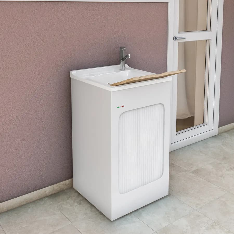 Mobile lavatoio Lavacril Colavene 50x50x87h cm con vasca e serranda laterale a scomparsa