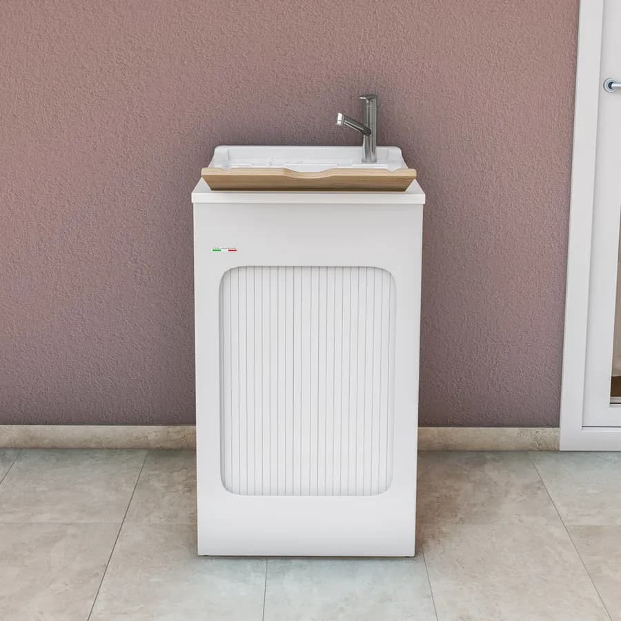 Mobile lavatoio Lavacril Colavene 50x50x87h cm con vasca e serranda laterale a scomparsa