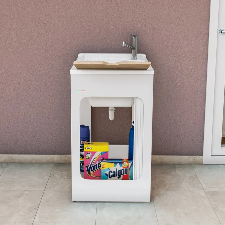 Mobile lavatoio Lavacril Colavene 50x50x87h cm con vasca e serranda laterale a scomparsa