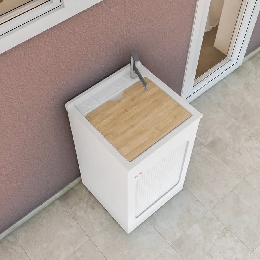 Mobile lavatoio Lavacril Colavene 50x50x87h cm con vasca e serranda laterale a scomparsa