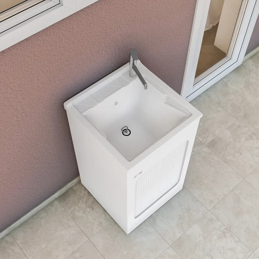 Mobile lavatoio Lavacril Colavene 50x50x87h cm con vasca e serranda laterale a scomparsa