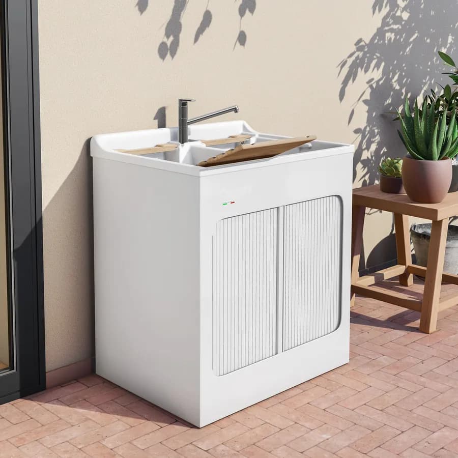 Mobile lavatoio Lavacril Colavene 80x60x84h cm con doppia vasca e serrandina