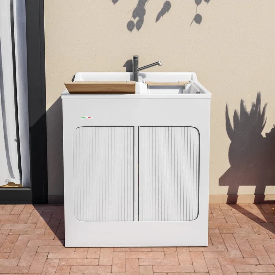Mobile lavatoio Lavacril Colavene 80x60x84h cm con doppia vasca e serrandina