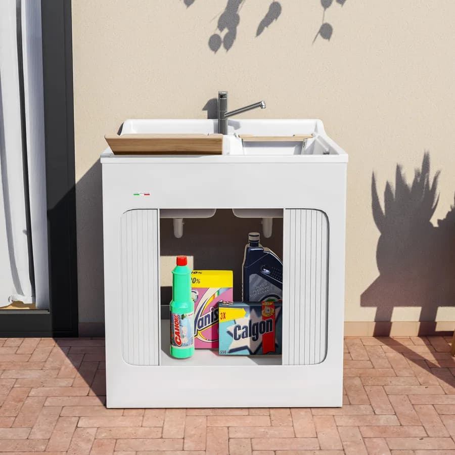 Mobile lavatoio Lavacril Colavene 80x60x84h cm con doppia vasca e serrandina