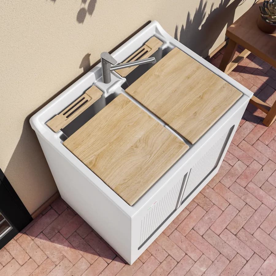 Mobile lavatoio Lavacril Colavene 80x60x84h cm con doppia vasca e serrandina