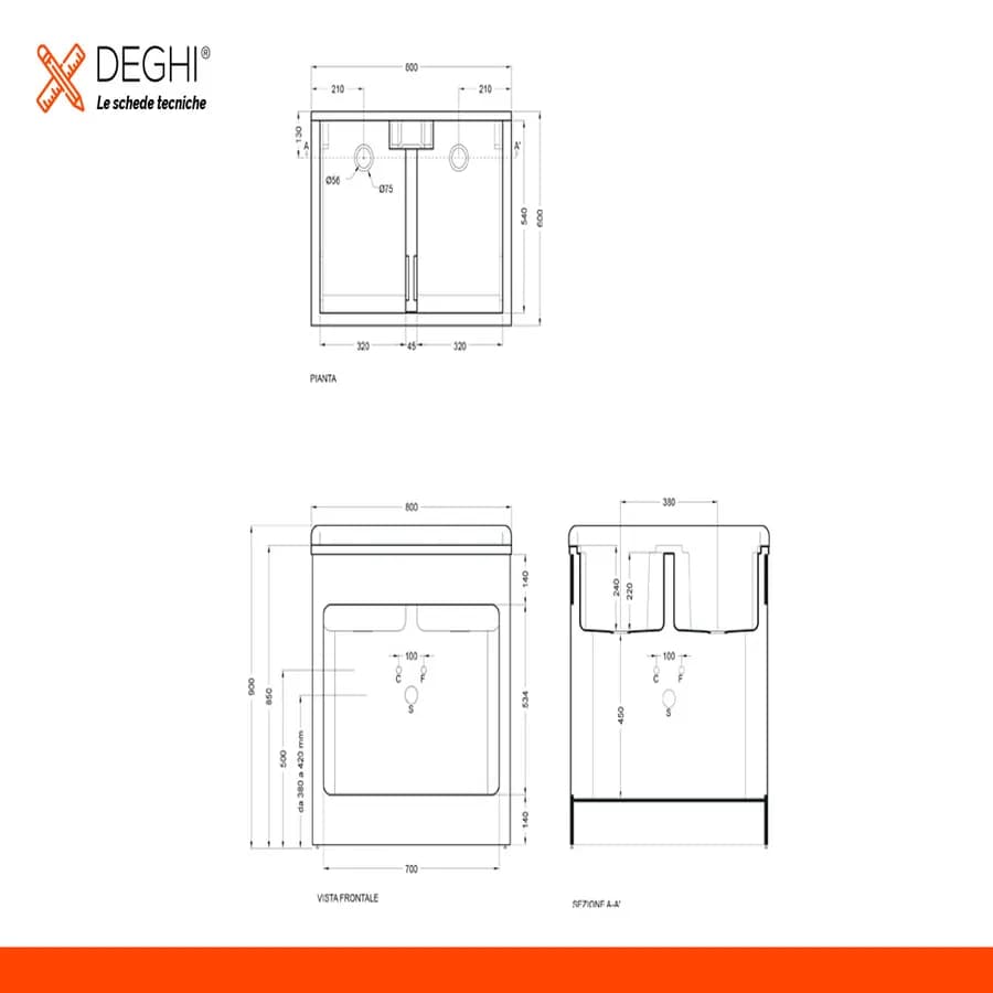 Mobile lavatoio Lavacril Colavene grigio 80x60x84h cm con doppia vasca e serrandina