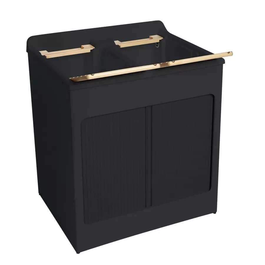 Mobile lavatoio Lavacril Colavene nero 80x60x84h cm con doppia vasca e serrandina