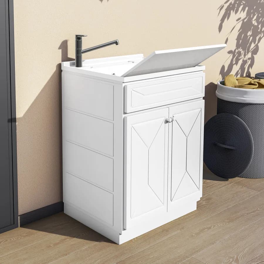 Mobile lavatoio per interno o esterno 60x50 due ante + vasca e asse lavapanni