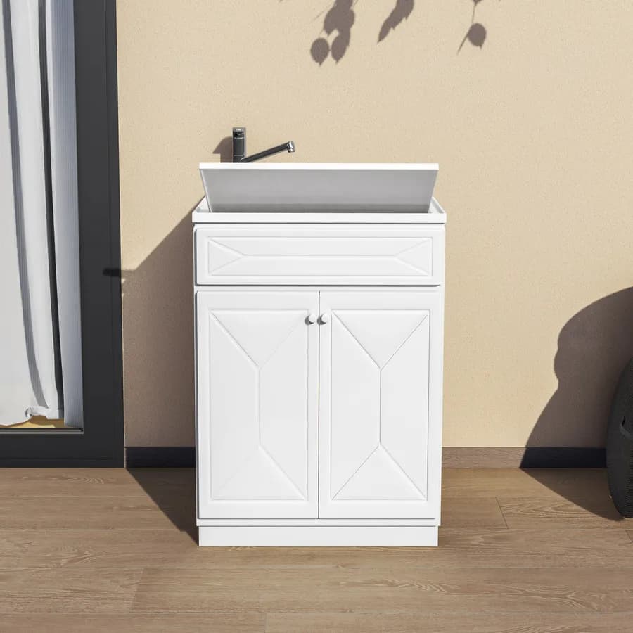 Mobile lavatoio per interno o esterno 60x50 due ante + vasca e asse lavapanni