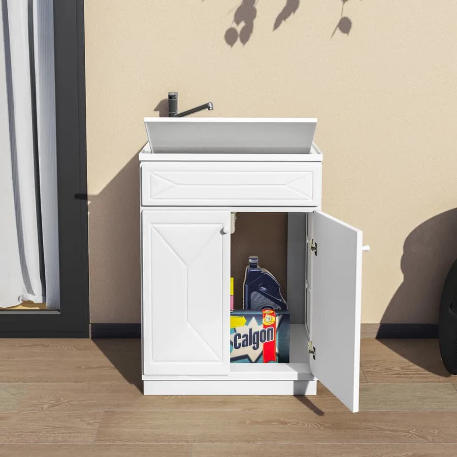 Mobile lavatoio per interno o esterno 60x50 due ante + vasca e asse lavapanni