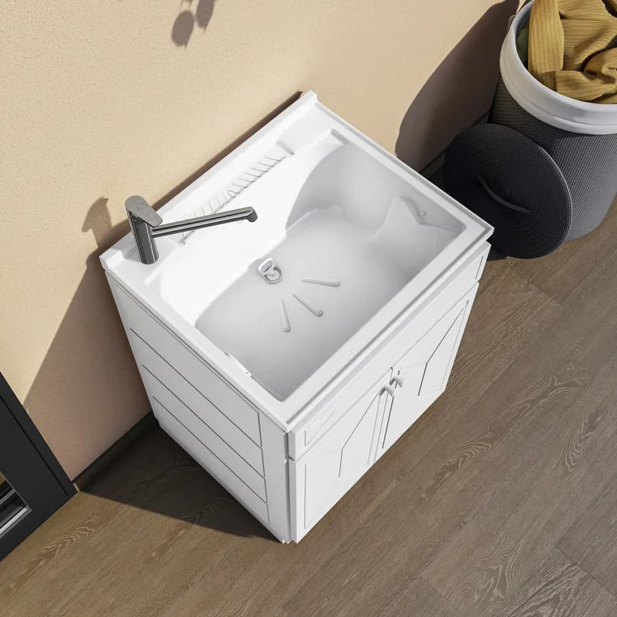 Mobile lavatoio per interno o esterno 60x50 due ante + vasca e asse lavapanni